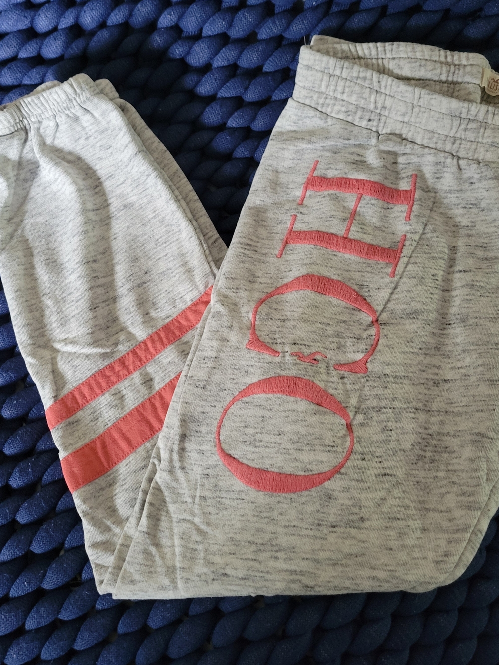 Hollister Gray Joggers with Pink Logo Stripes